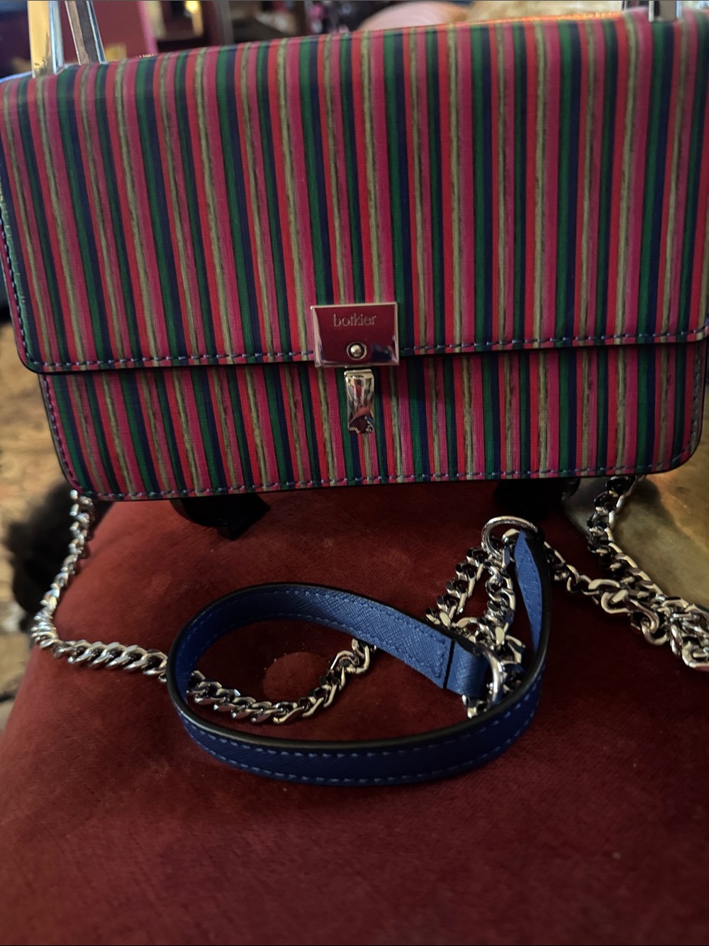 Botkier Multistripe Crossbody Bag with Blue Strap